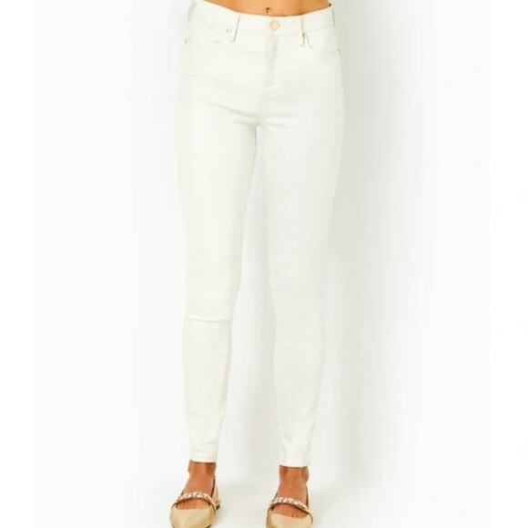 Lilly Pulitzer Eagan High Rise Super Skinny, Coconut Metallic, Size 8 - Picture 4 of 14